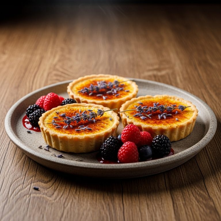 Lavender-Infused Crème Brûlée Tartlets with Fresh Berry Compote